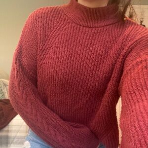 Red Mock Neck Sweater